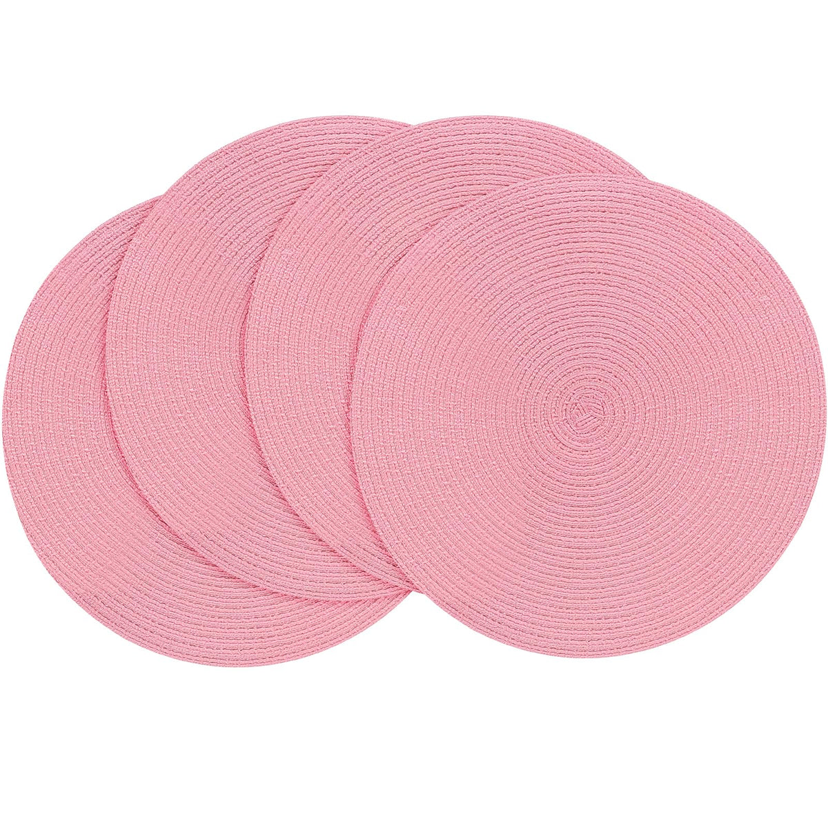 Floroom 15 Inch Round Braided Placemats Set of 4, Washable Heat Resistant Cotton Polyester Circle Place Mats for Kitchen Dining Table - Navy Blue