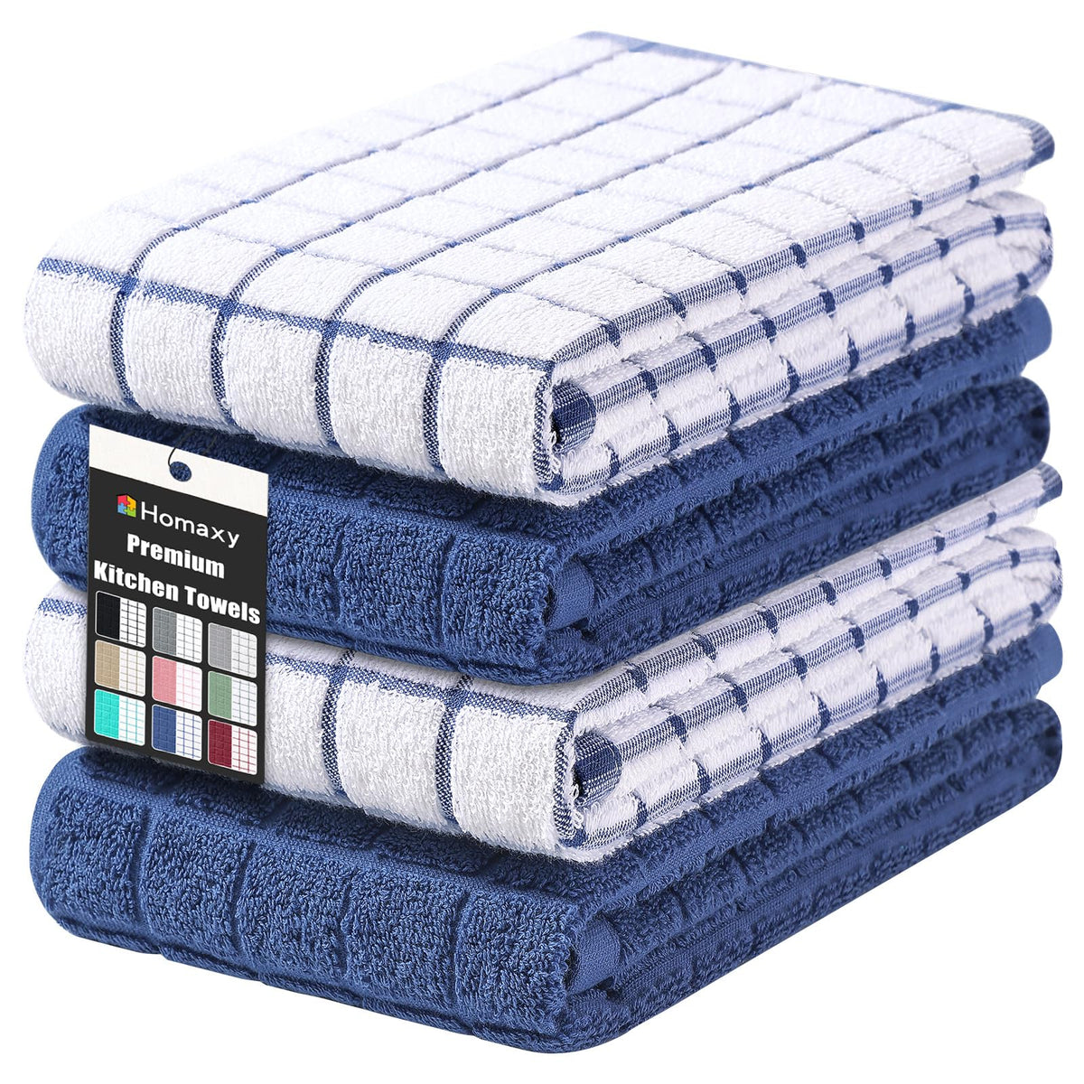 Homaxy Premium Cotton Kitchen Dish Cloths 12"x 12", 6 Pack, Tan