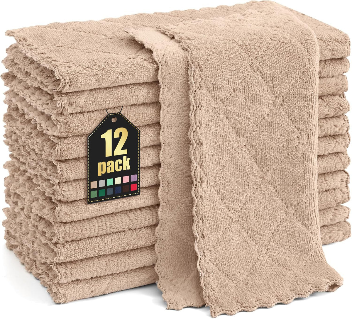 Homaxy 12 Pack Super Soft & Absorbent Dish Cloths, 10" x 10", Grey