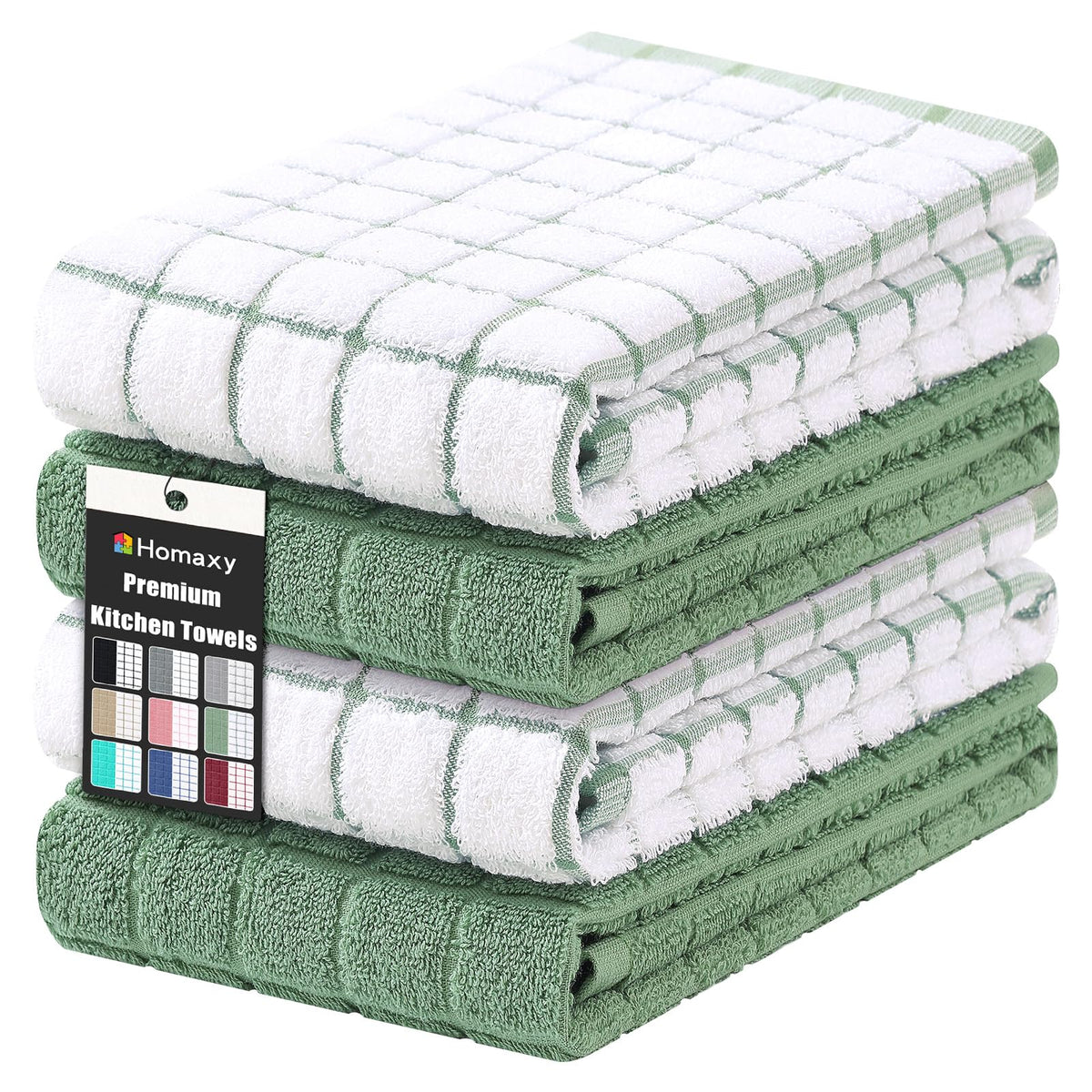 Homaxy Premium Cotton Kitchen Dish Cloths 12"x 12", 6 Pack, Tan