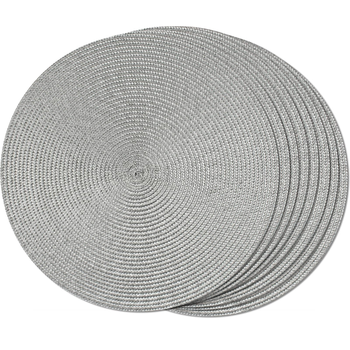 FunWheat Round Braided Placemats Set of 6 Table Mats for Dining Tables Woven Washable Non-Slip Place mats 15 inch(Orange, 6pcs)
