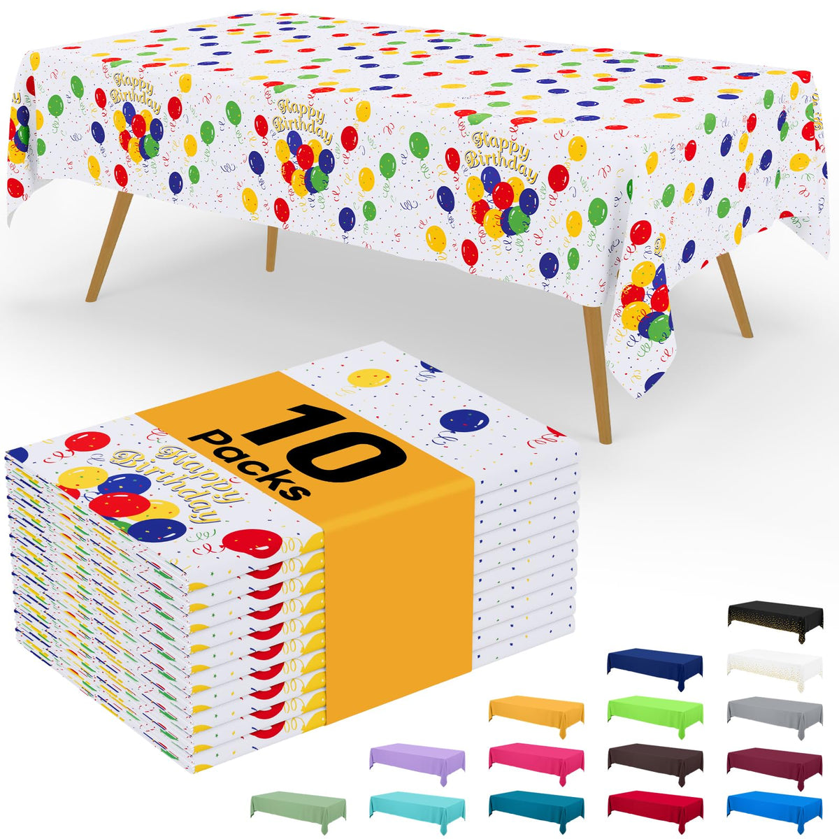 Smiry Plastic Disposable Waterproof Table Cloth - 54 x 108 Inch, 6 Packs
