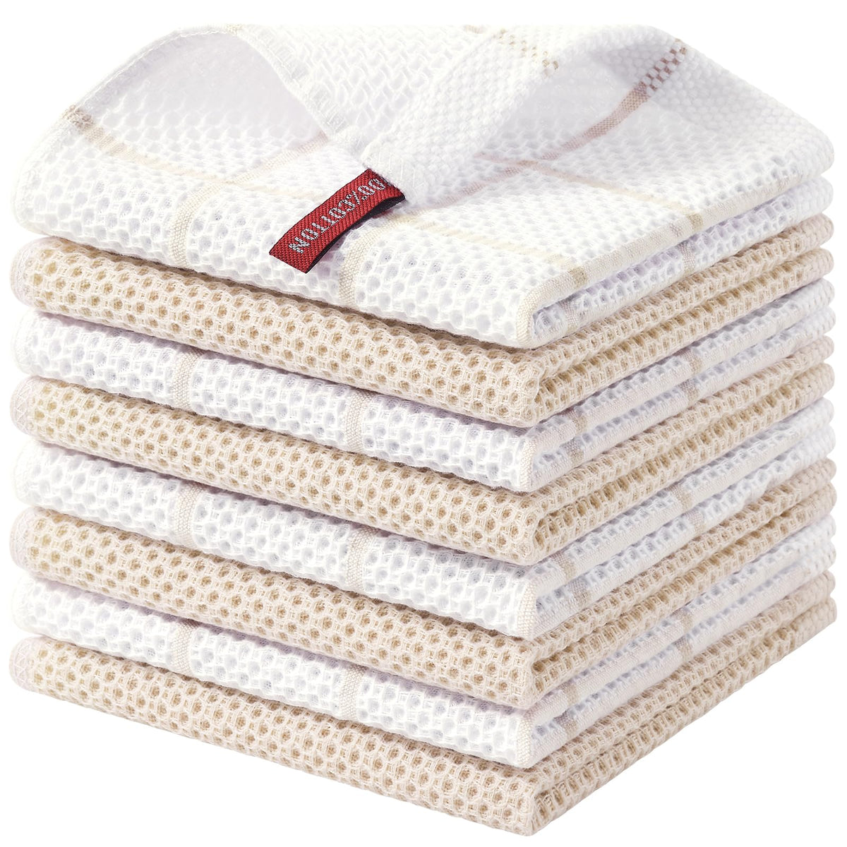 Homaxy 100% Cotton Waffle Weave Kitchen Dish Cloths 8-Pack, Dark Grey