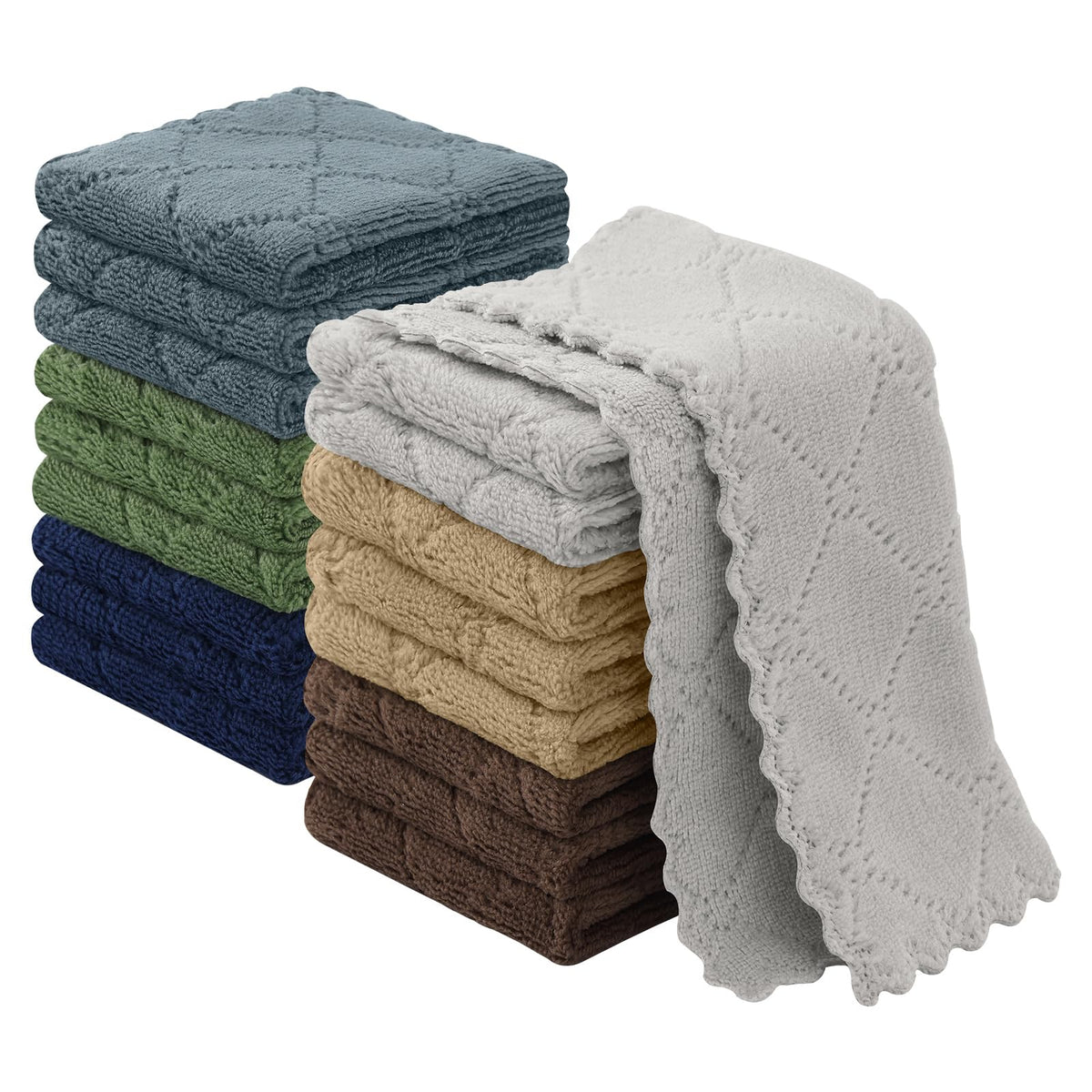 Homaxy 12 Pack Super Soft & Absorbent Dish Cloths, 10" x 10", Grey