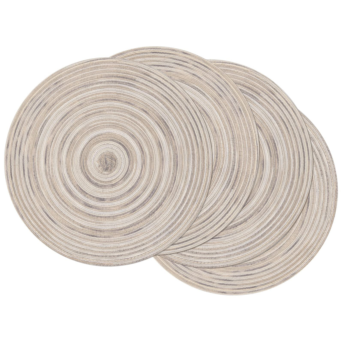 SHACOS Round Braided Placemats Set of 8 Cotton Fabric Round Table Mats Non Slip Washable 15 inch Round Place Mats Home Party Table Decor (Beige, 8)