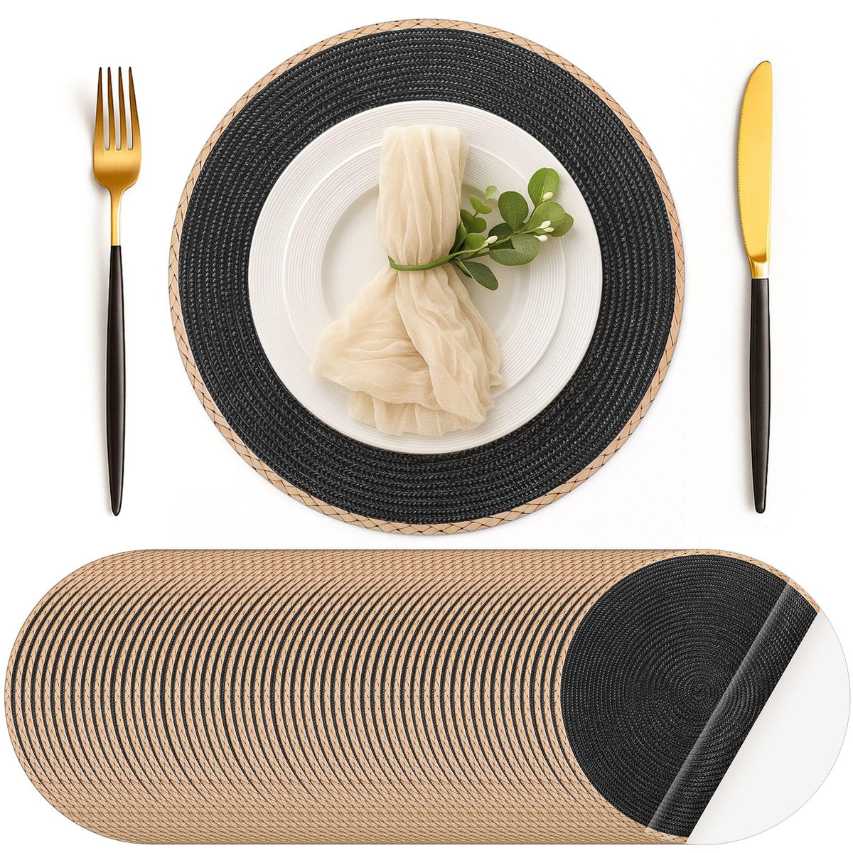 Geosar 100 Pcs Disposable Paper Placemat Cotton Woven 13'', Beige