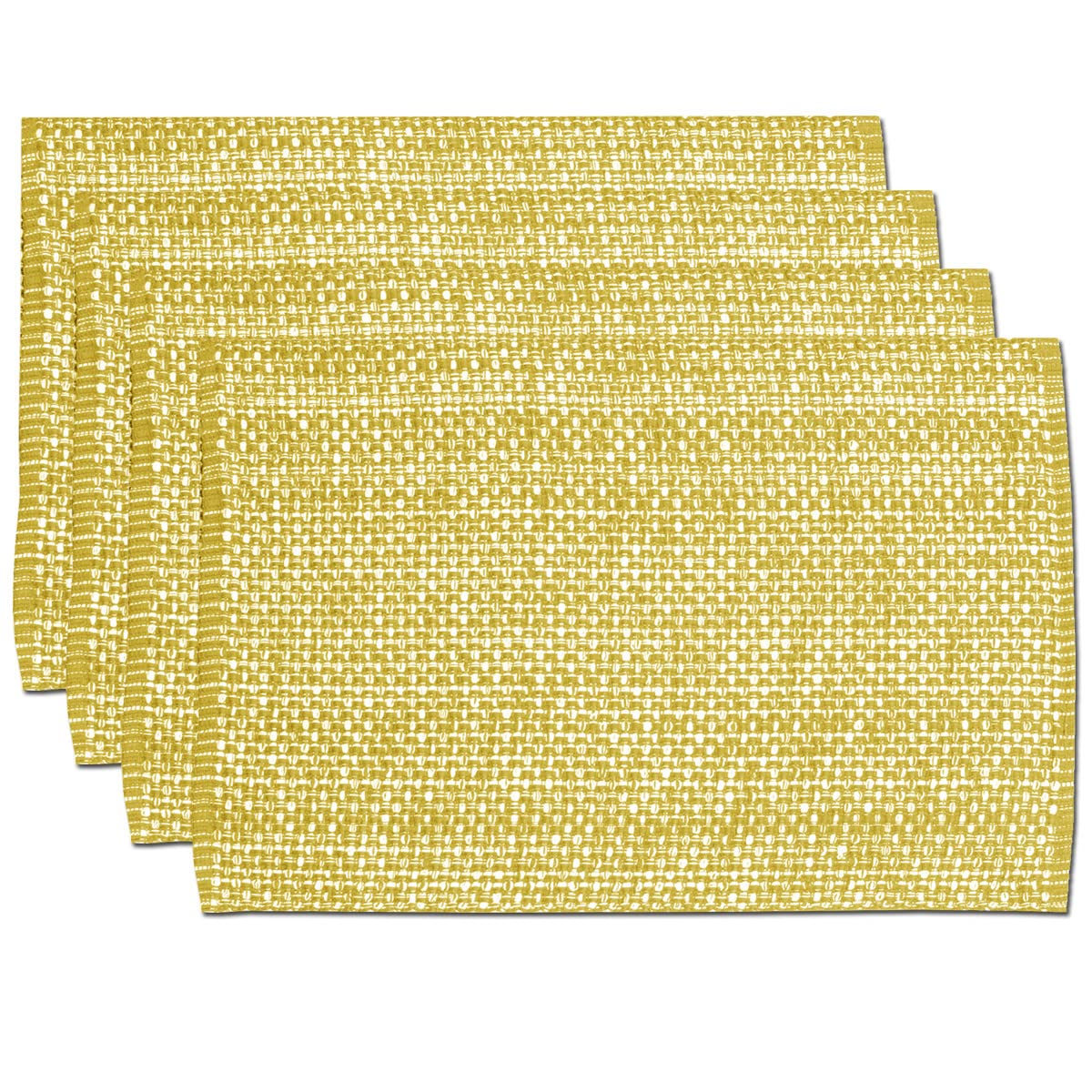 Sweet Home Collection 100% Cotton Placemats for Dining Room Rectangle Two Tone Woven Fabric 13" x 19" Soft Durable Table Mat Set, Set of 6, Eggshell