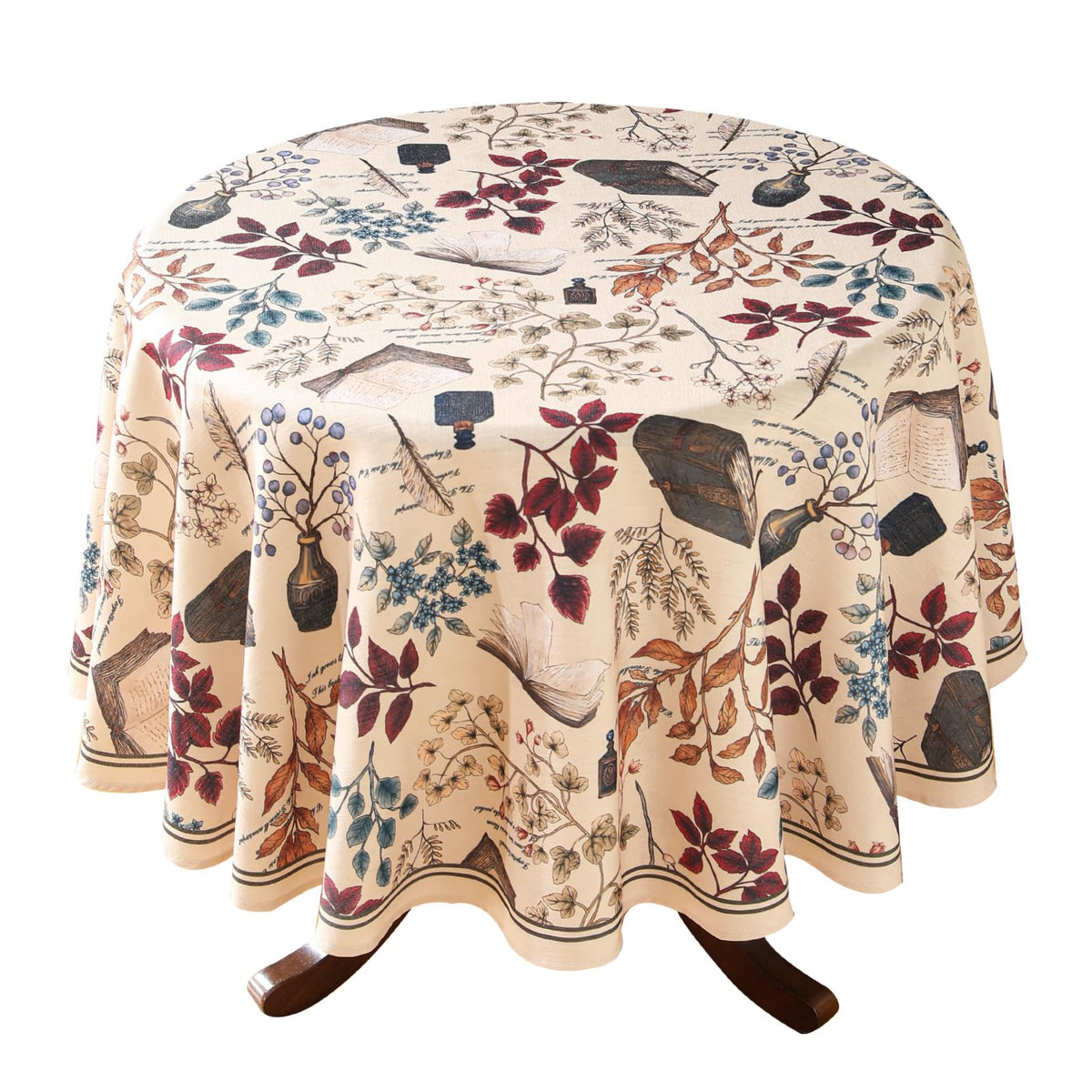 ISAENNE Designer Linen Rectangular Long Tablecloth,118"x67"-Serenity G