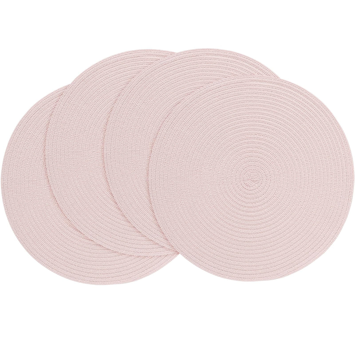 Floroom 15 Inch Round Braided Placemats Set of 4, Washable Heat Resistant Cotton Polyester Circle Place Mats for Kitchen Dining Table - Navy Blue