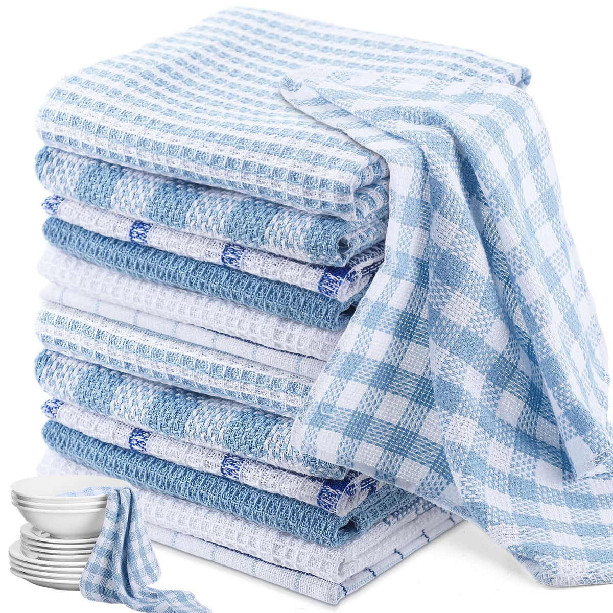 Patelai 12 Pcs Kitchen Dish Cloths Washing, Color, 14x14 Inch,12x12 Inch