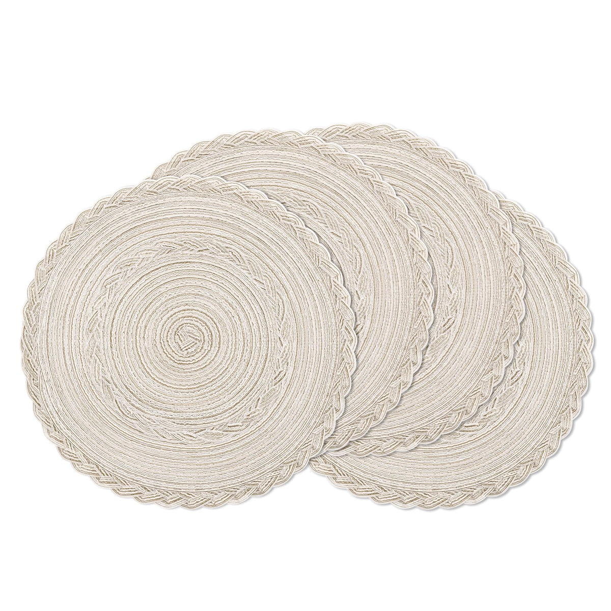 SHACOS Round Braided Placemats Set of 4 Dining Table Placemats 15 inch Circle Place Mats Easy to Clean Table Mats Indoor Outdoor, Blue Gray
