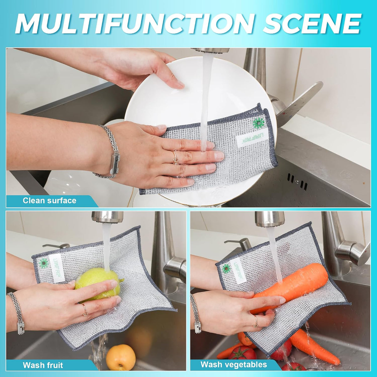 12pcs Upgrade 3-Layer Non-Scratch Steel Wool Dish Rags for Washing Dishs