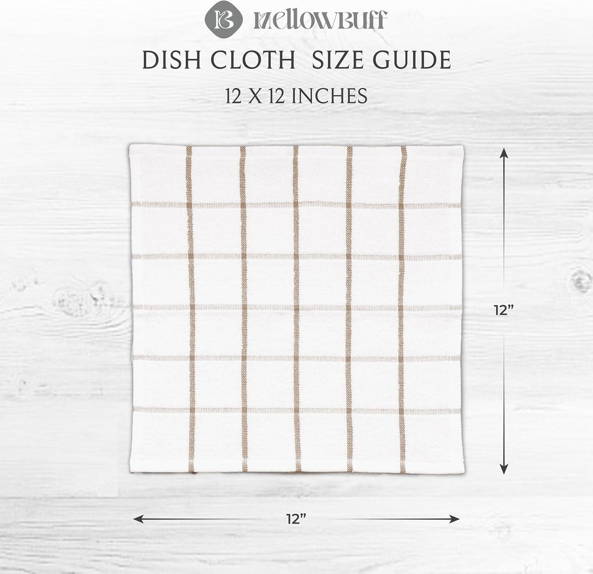 100% Cotton Terry Dish Cloth & Dish Towel, 8 Pack, Super Soft and Absorbent Kitchen Towels, Perfect for Kitchen Cleaning and Dish Washing (TAN (Solid and Checks) 8 Pack)