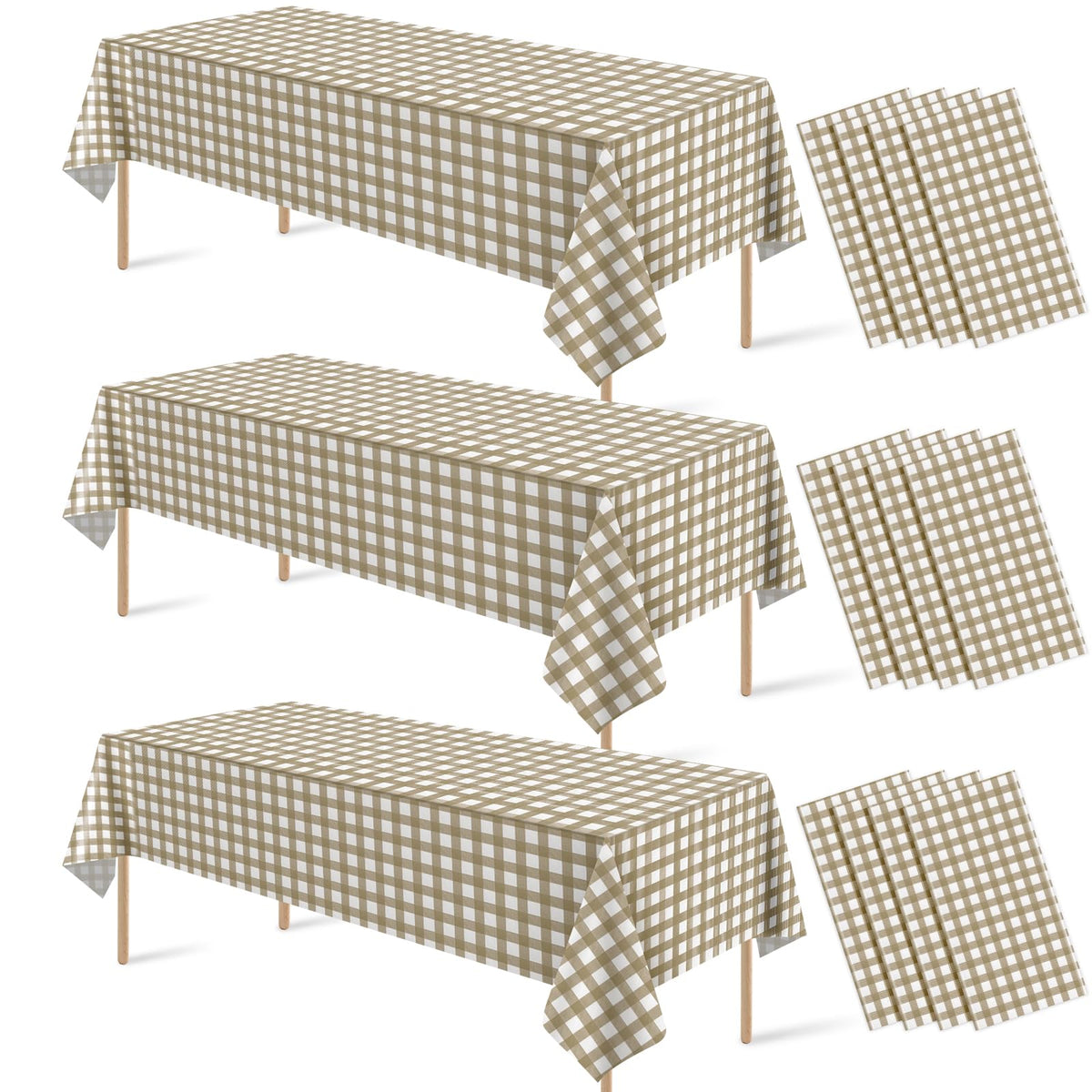 6 Pcs Sage Green Gingham Tablecloths, Checkered Table Covers 54 x 108 Inch