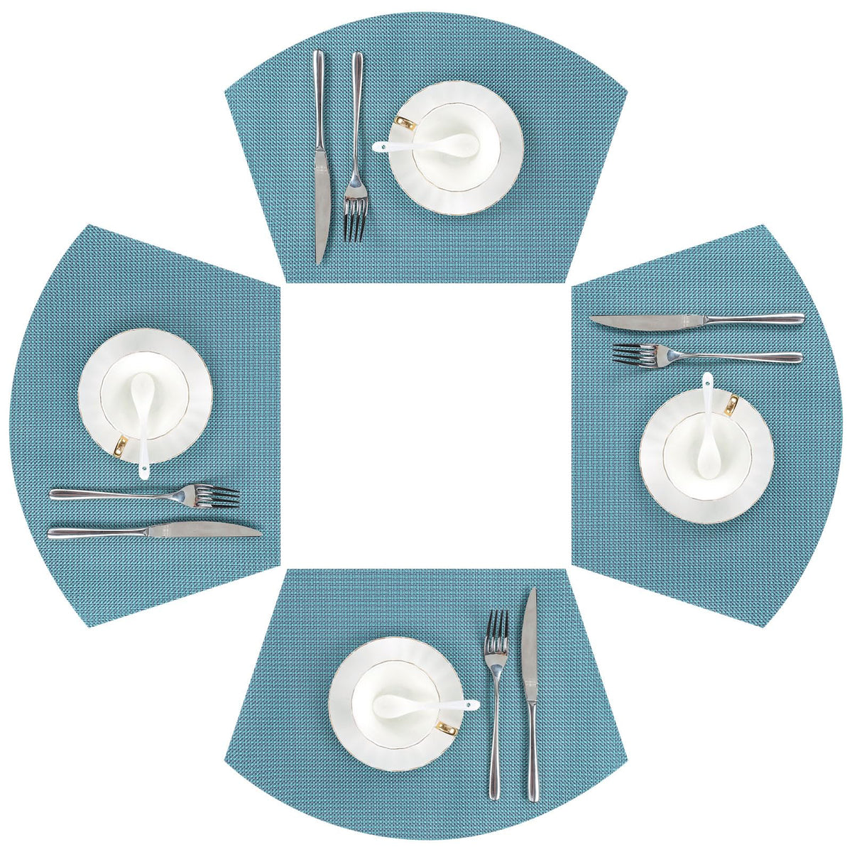 SHACOS Wedge Shape Placemats Set of 4 Woven Vinyl Placemat for Round Table