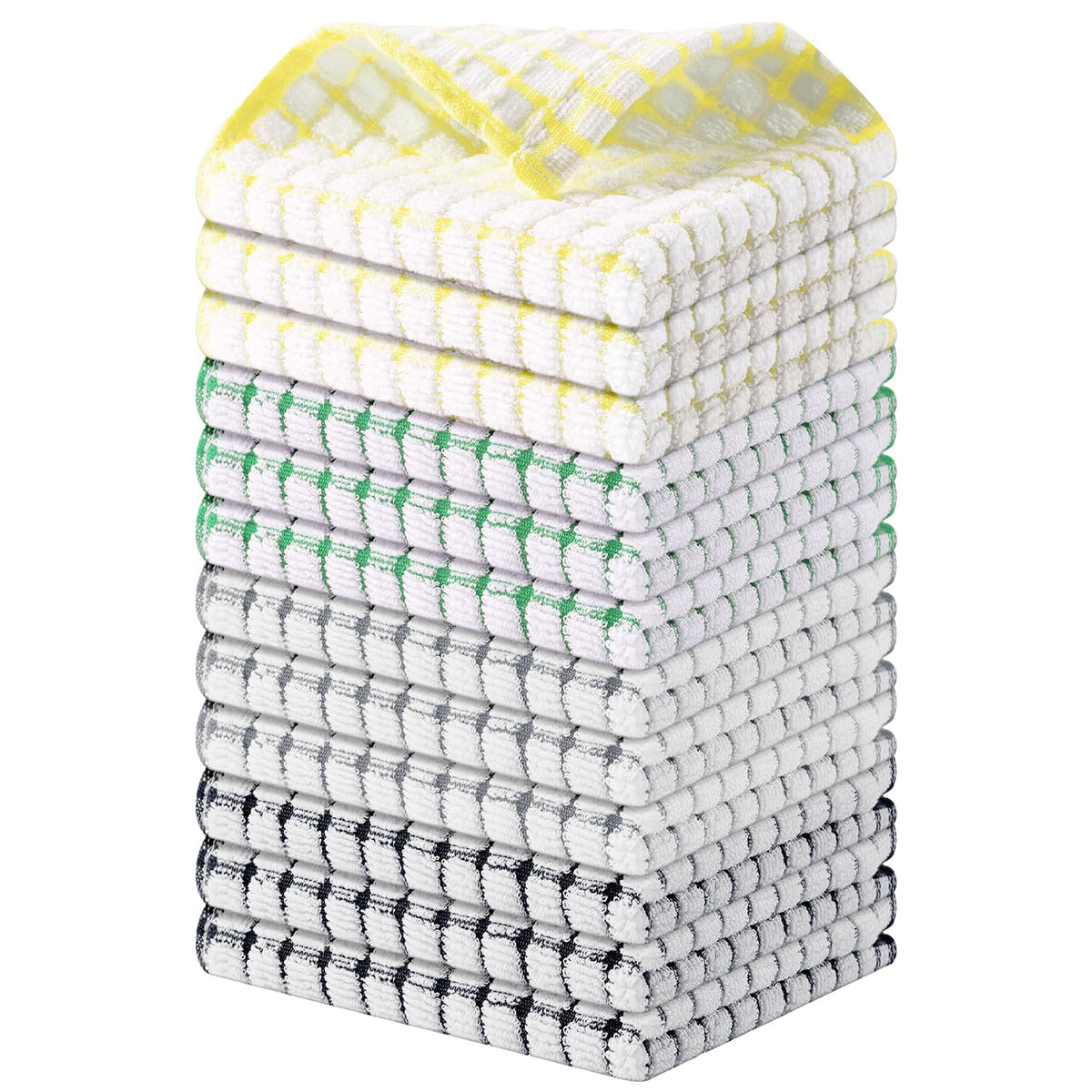 Kitinjoy Cotton 8 Pack Terry Kitchen Dish Cloths, Mixed Color