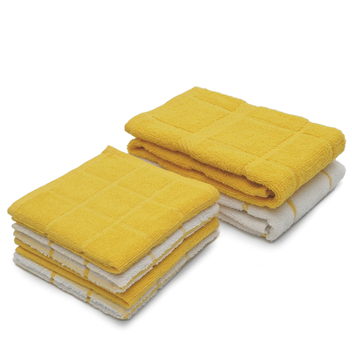 100% Cotton Terry Dish Cloth & Dish Towel, 8 Pack, Super Soft and Absorbent Kitchen Towels, Perfect for Kitchen Cleaning and Dish Washing (TAN (Solid and Checks) 8 Pack)