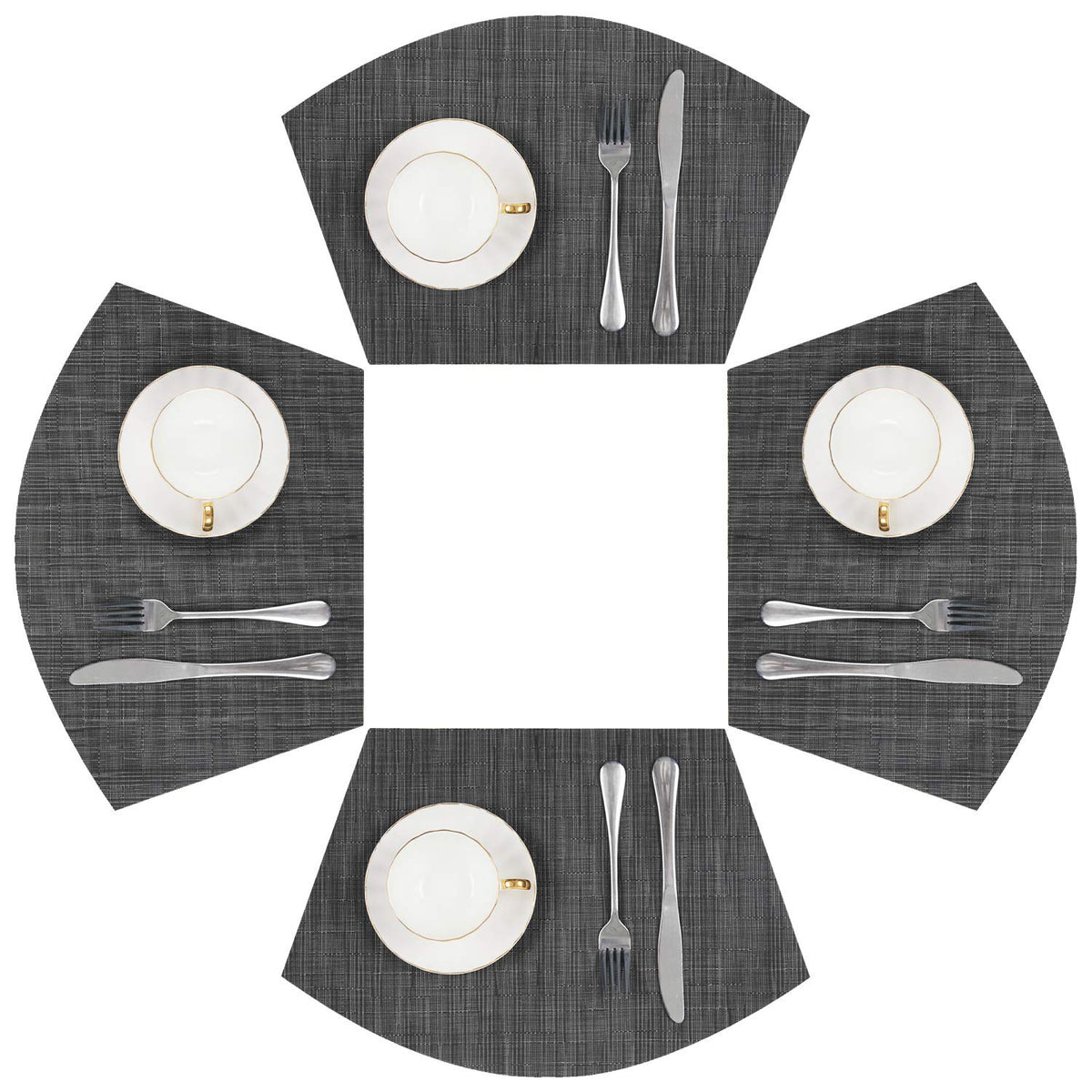 SHACOS Wedge Shape Placemats Set of 4 Woven Vinyl Placemat for Round Table