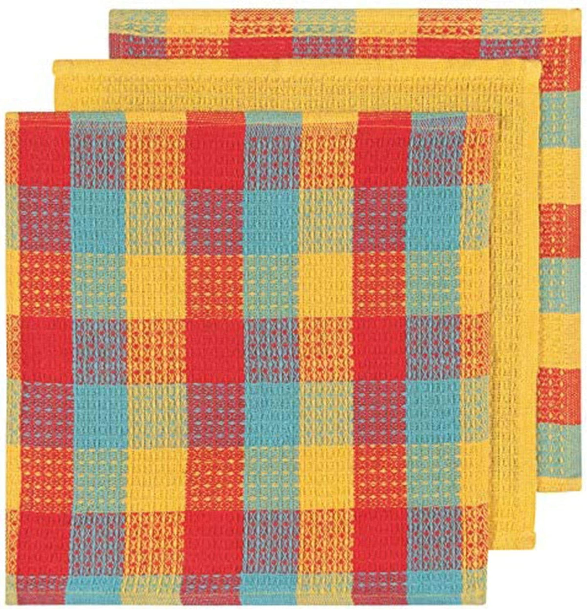 Now Designs Check Dishcloth Set, Cotton, Lemon