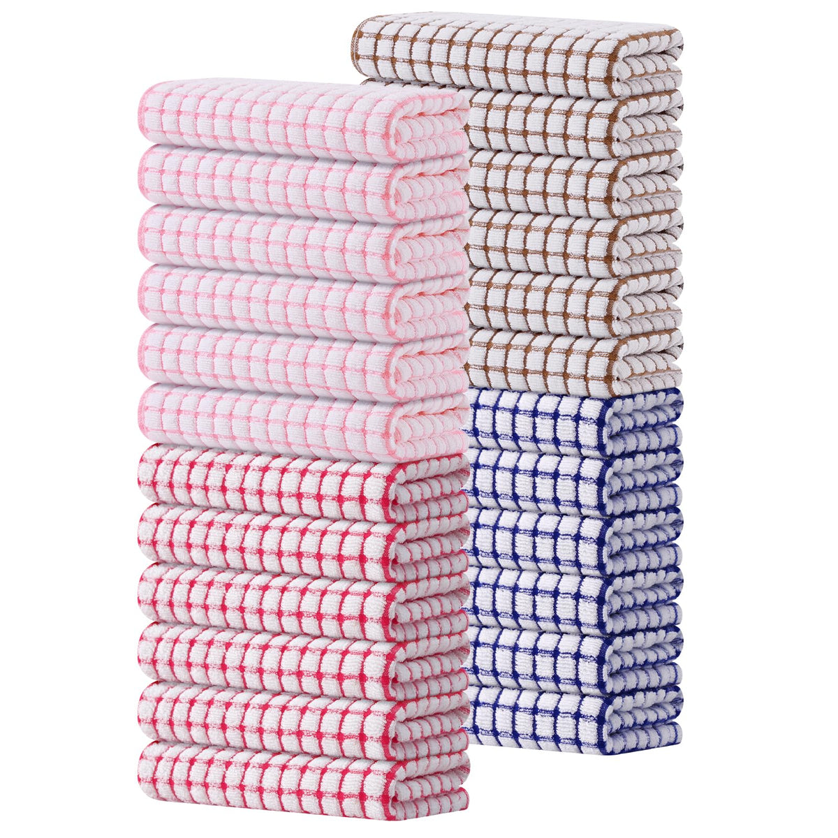 Kitinjoy Cotton 8 Pack Terry Kitchen Dish Cloths, Mixed Color