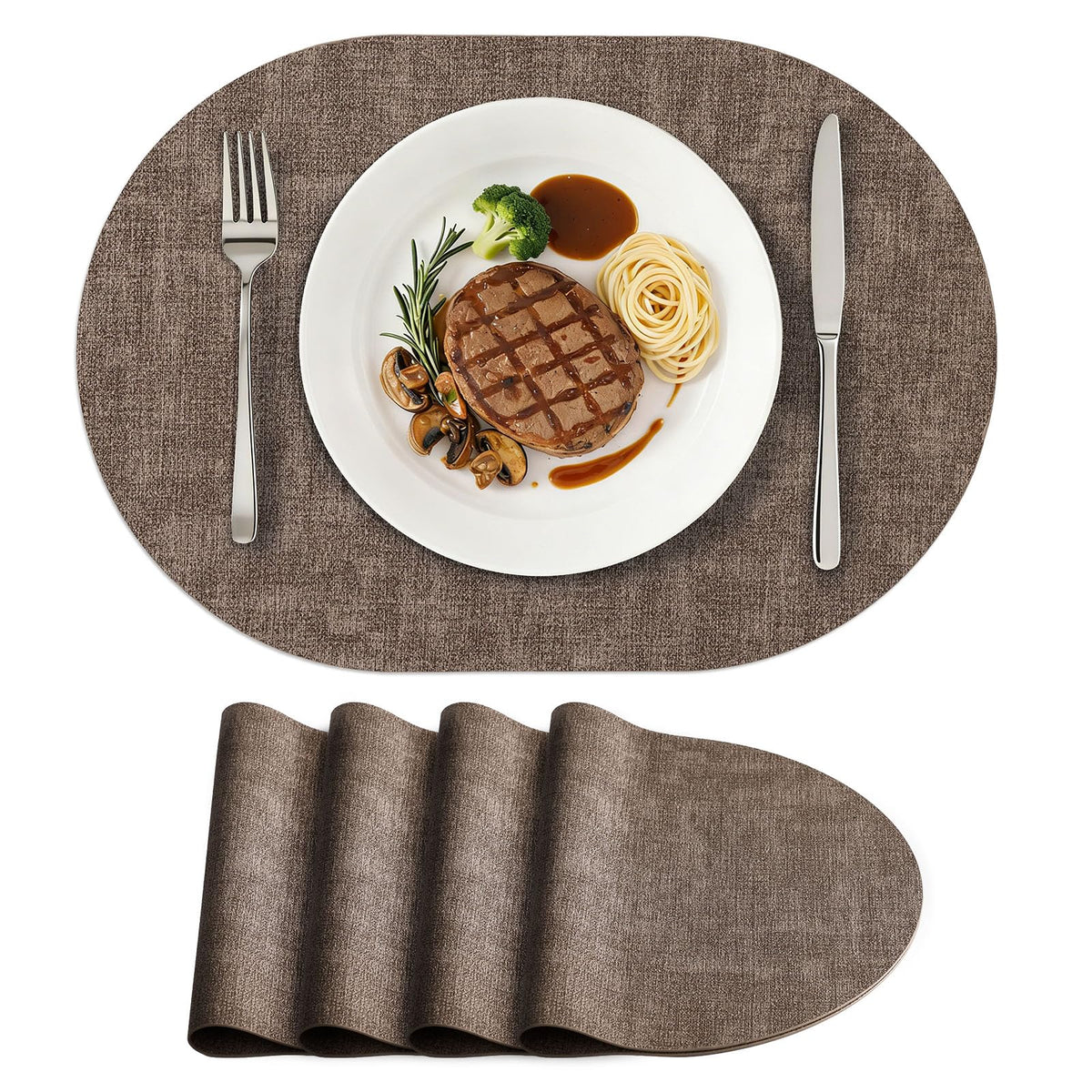 homing Heat Resistant Oval Placemats Set of 6, Beige