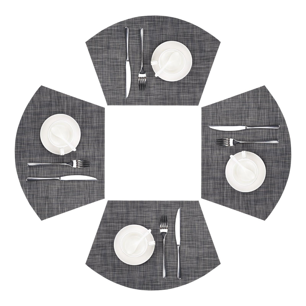 SHACOS Wedge Shape Placemats Set of 4 Woven Vinyl Placemat for Round Table