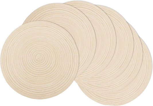 MIAOMIAO Round Placemats Set of 6 Braided Dining Table Kitchen Decor Mets