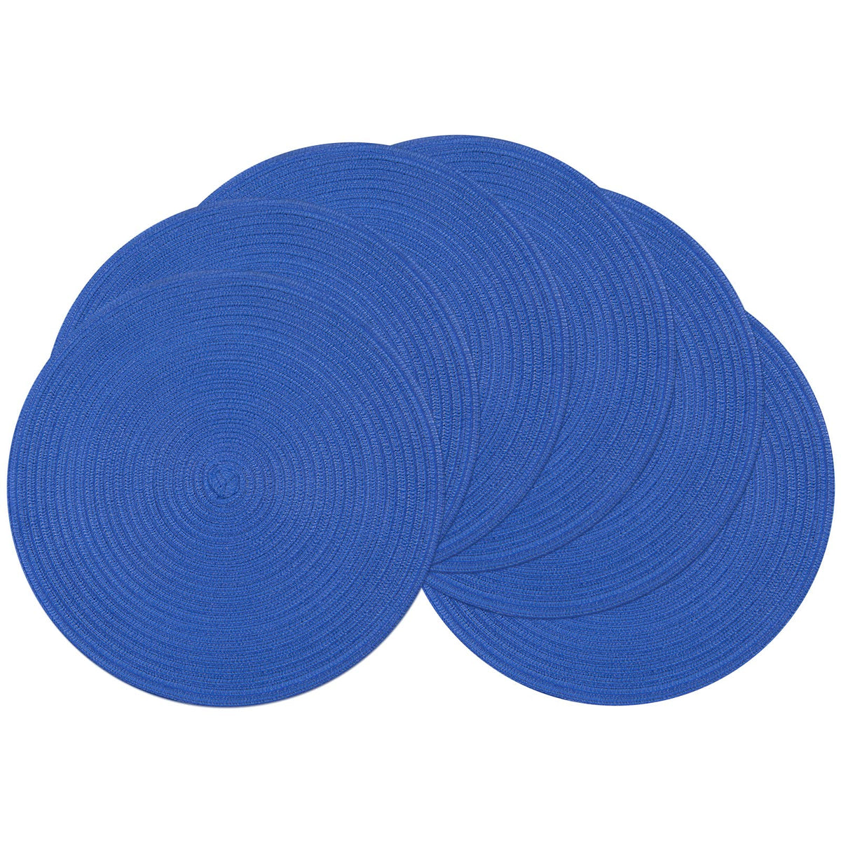 SHACOS 15 inch Round Placemats Set of 6, Cotton Polyester Woven Braided Place Mats, Washable Heat Resistant Circle Table Mats for Dining Table (Beige, 6)