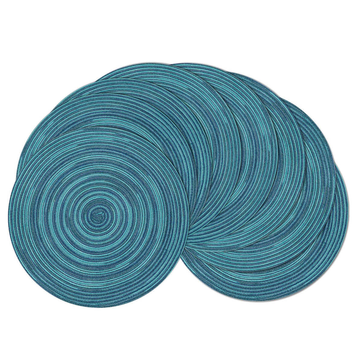 SHACOS Round Braided Placemats Set of 8 Cotton Fabric Round Table Mats Non Slip Washable 15 inch Round Place Mats Home Party Table Decor (Beige, 8)