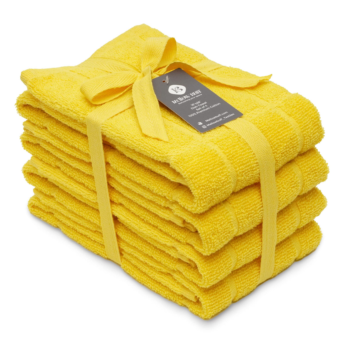 100% Cotton Terry Dish Towels, 4 pack16 x26 Inches, Super Soft and Absorbent Kitchen Towels, Perfect for Kitchen Cleaning and Dish Washing | Yellow