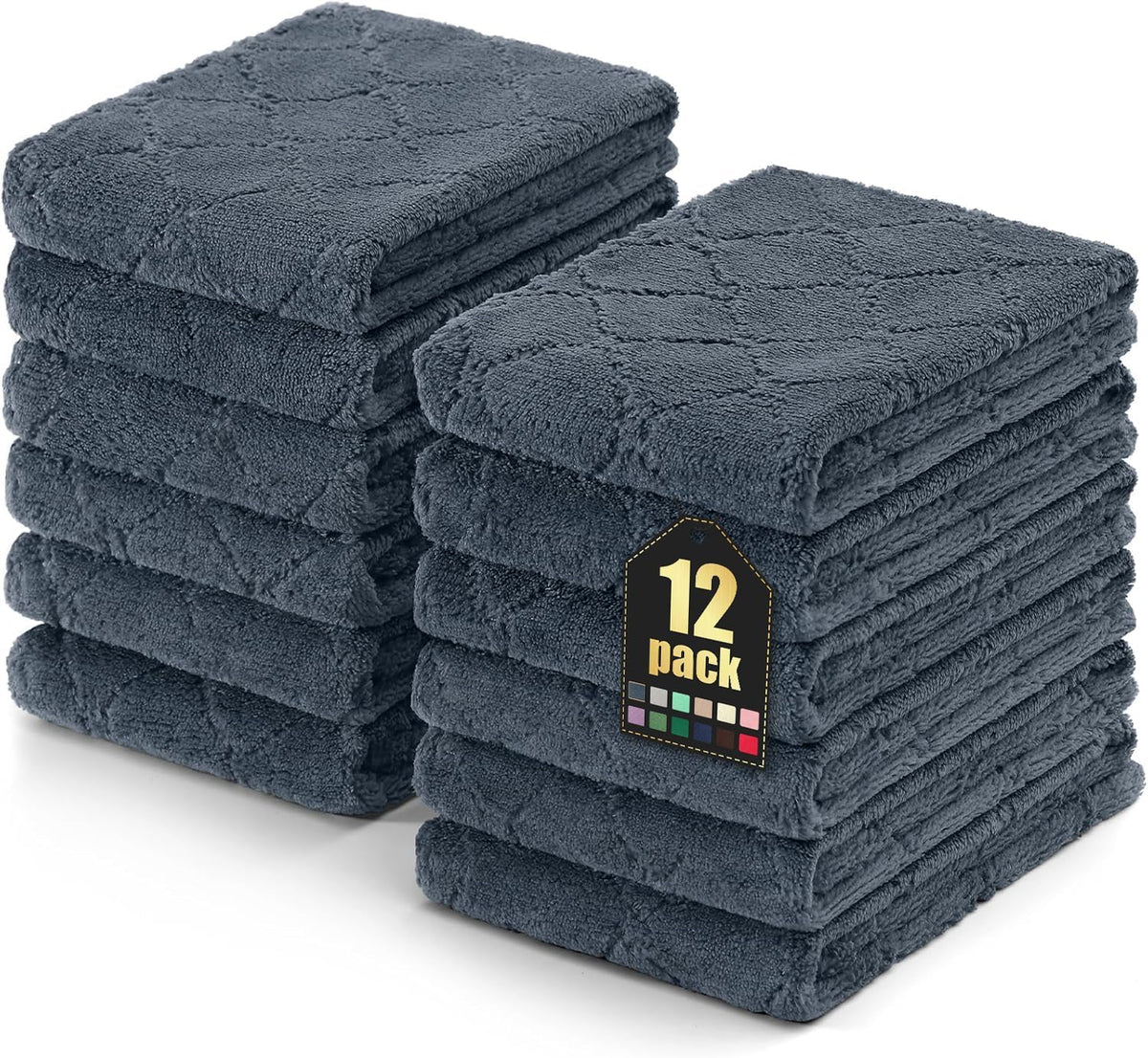 Homaxy 12 Pack Super Soft & Absorbent Dish Cloths, 10" x 10", Grey