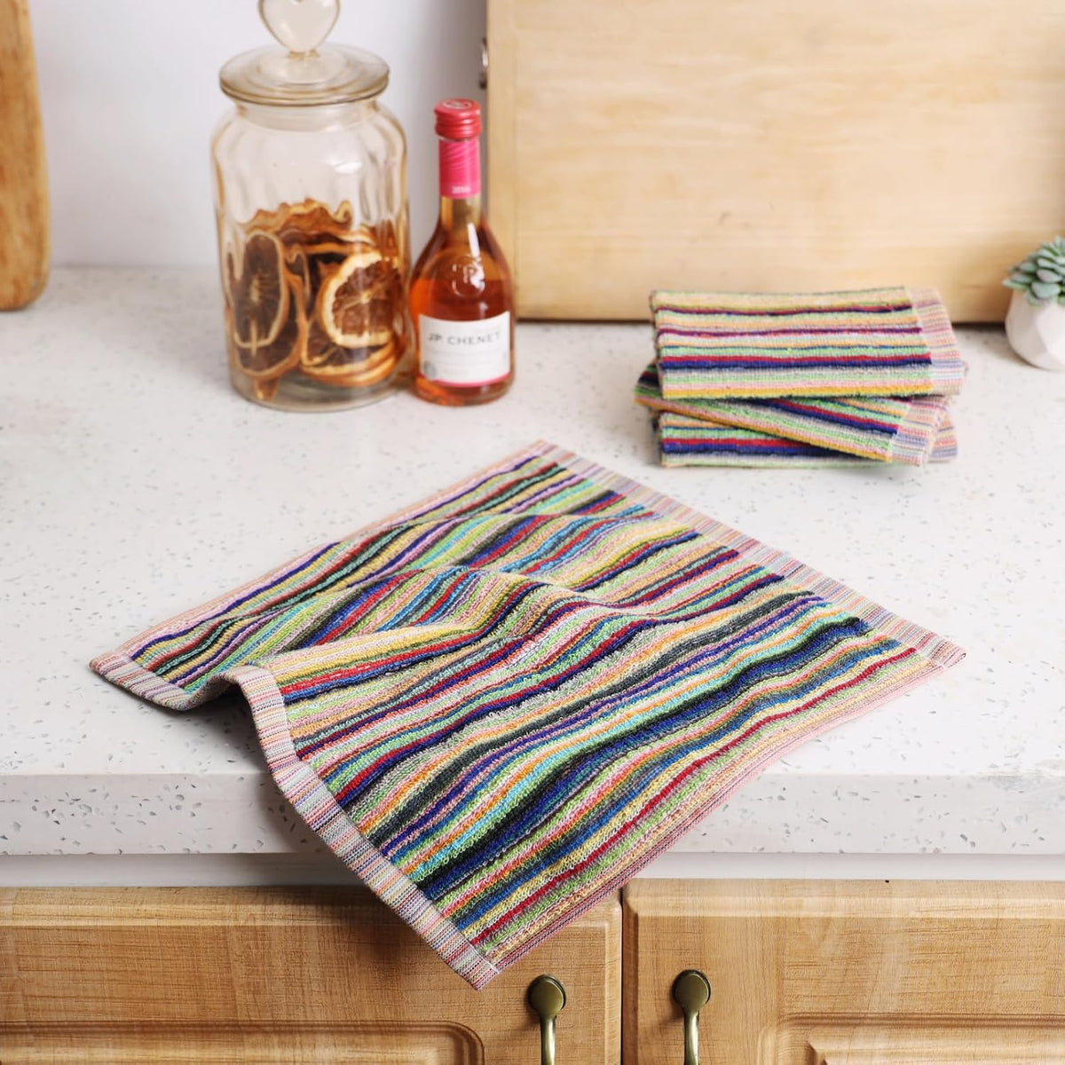 Oeleky Kitchen Dishcloths for Washing Dishes, Ultra Absorbent Dish Rags, Cotton Cleaning Cloths Pack of 8, 12x12 Inches (multi-1, 12x12 inch)