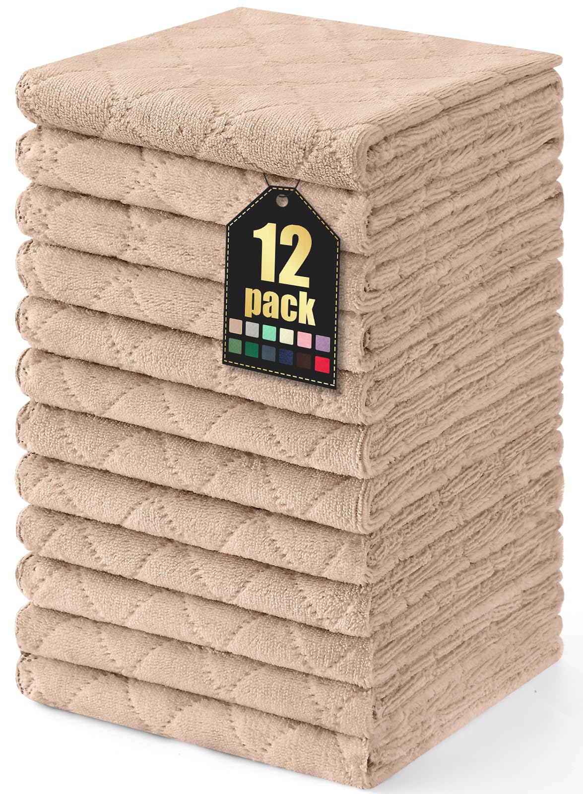 Homaxy 12 Pack Super Soft & Absorbent Dish Cloths, 10" x 10", Grey