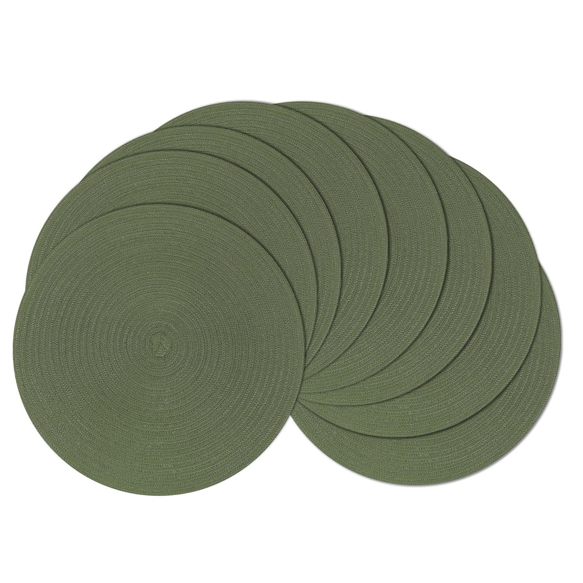 SHACOS 15 inch Round Placemats Set of 6, Cotton Polyester Woven Braided Place Mats, Washable Heat Resistant Circle Table Mats for Dining Table (Beige, 6)
