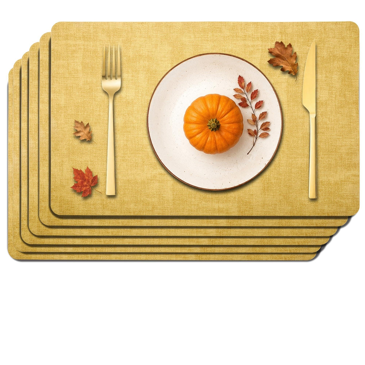 Maxpearl Faux Leather Placemats Set of 6, Easy to Clean, Brown