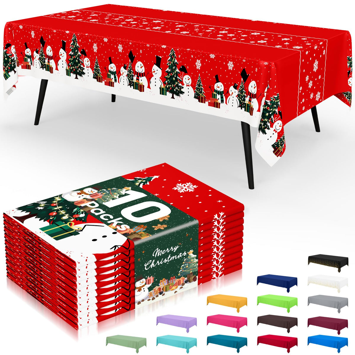 Smiry Plastic Disposable Waterproof Table Cloth - 54 x 108 Inch, 6 Packs