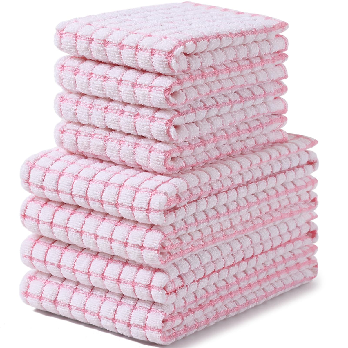 Homaxy Cotton Terry Kitchen Towels and Dishcloths Set of 8, Mixed Color