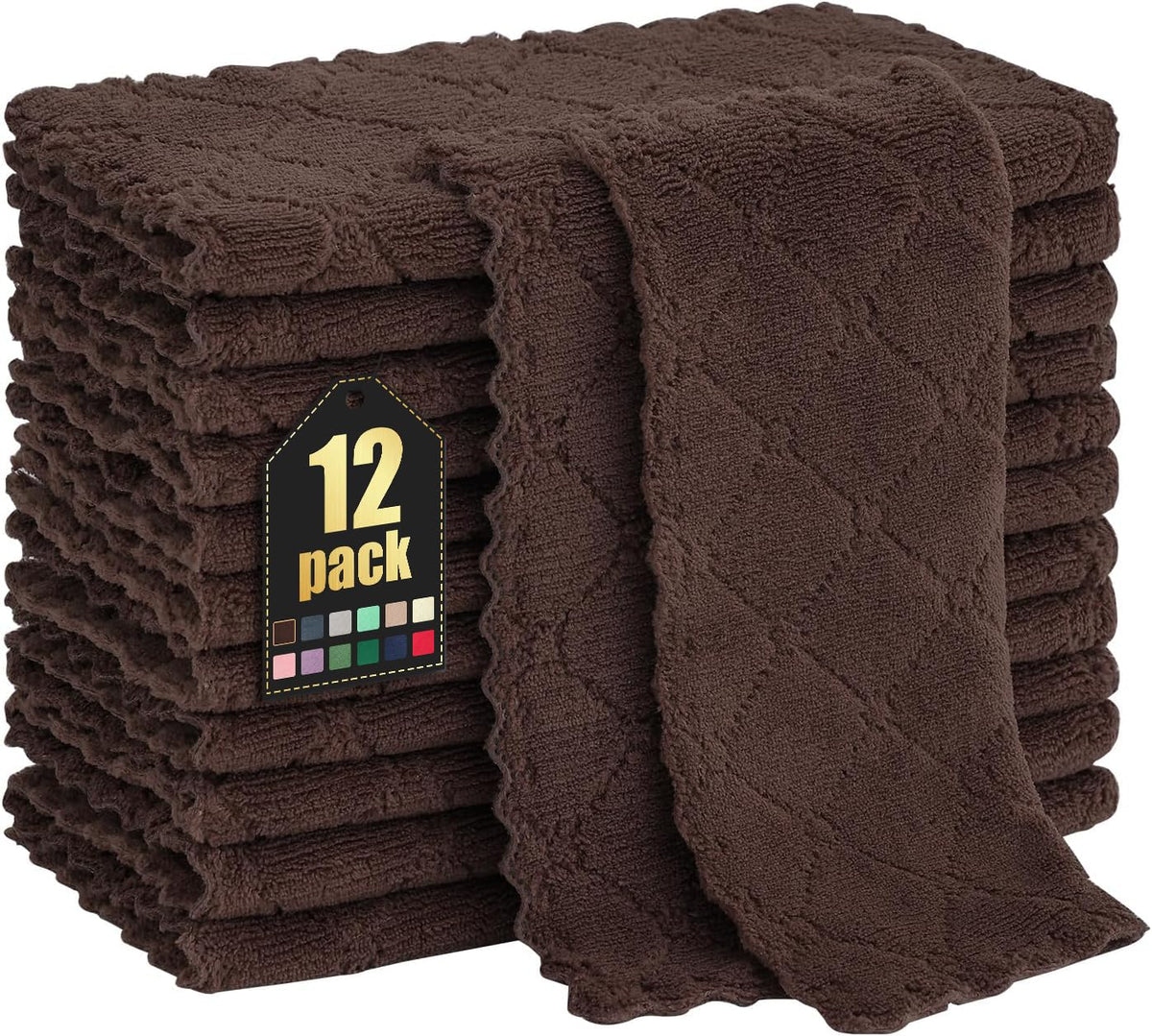 Homaxy 12 Pack Super Soft & Absorbent Dish Cloths, 10" x 10", Grey