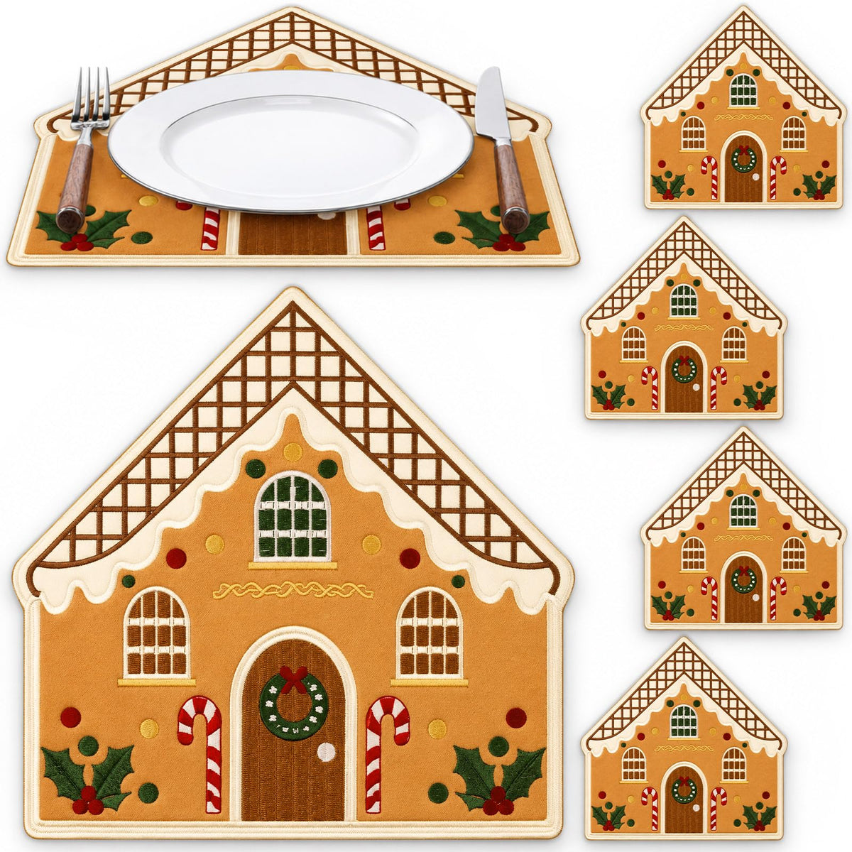 Yingzhao 6 Pcs Fall Leaf Placemats Thanksgiving Orange Table Placemats