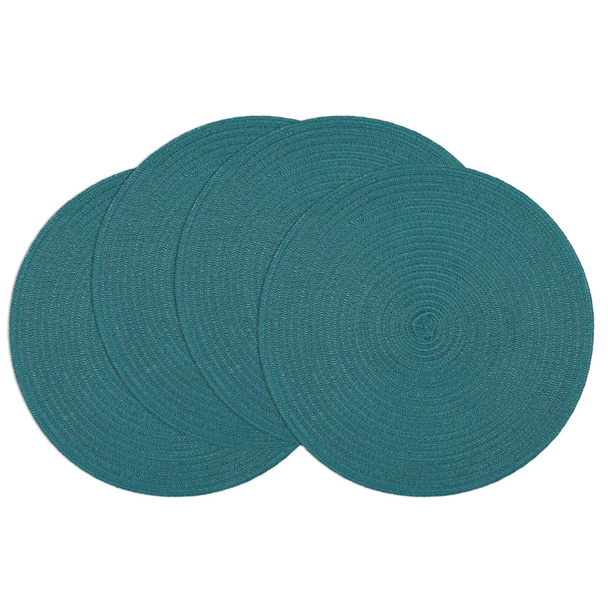 SHACOS 15 inch Round Placemats Set of 6, Cotton Polyester Woven Braided Place Mats, Washable Heat Resistant Circle Table Mats for Dining Table (Beige, 6)