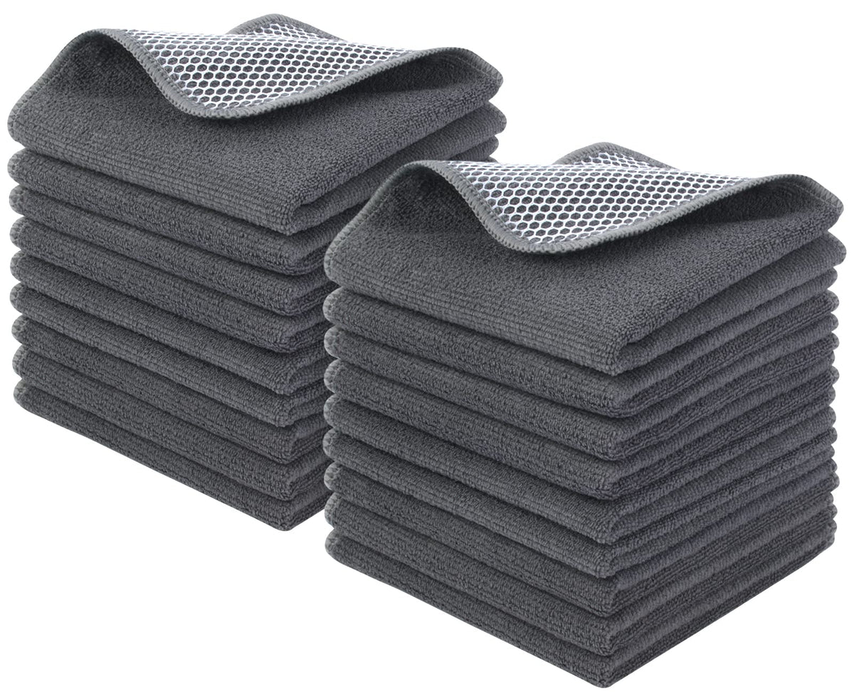 KinHwa Dish Cloths for Washing Dishes with Scrub Side, Microfiber Dish Rags