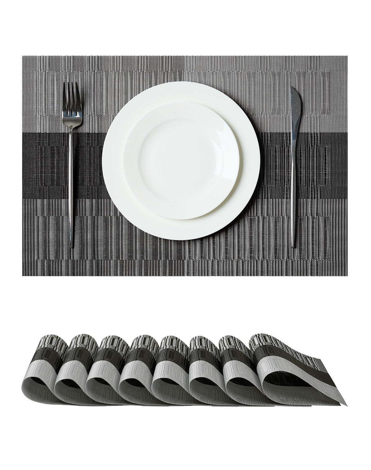 Beige Placemats Set of 6 - Heat-Resistant, Non-Slip Table Mats, Washable Woven Vinyl for Indoor & Outdoor Dining