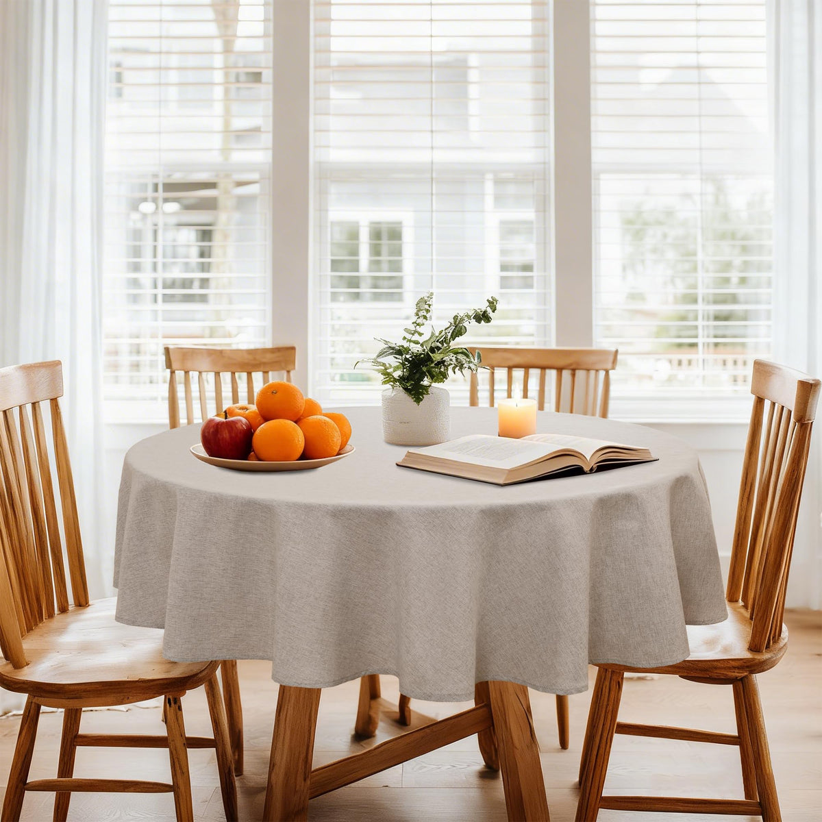 DWCN Rectangle Faux Linen Tablecloth, Table Cover, 54 x 108 Inch, Beige