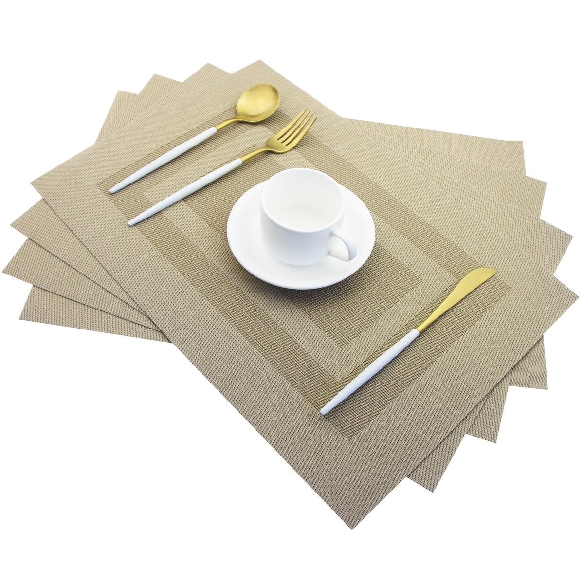 PIGCHCY Placemats,Washable Vinyl Woven Table Mats,Elegant Durable Placemats for Dining Table Set of 4 (18 x 12 inches, Pure Black)