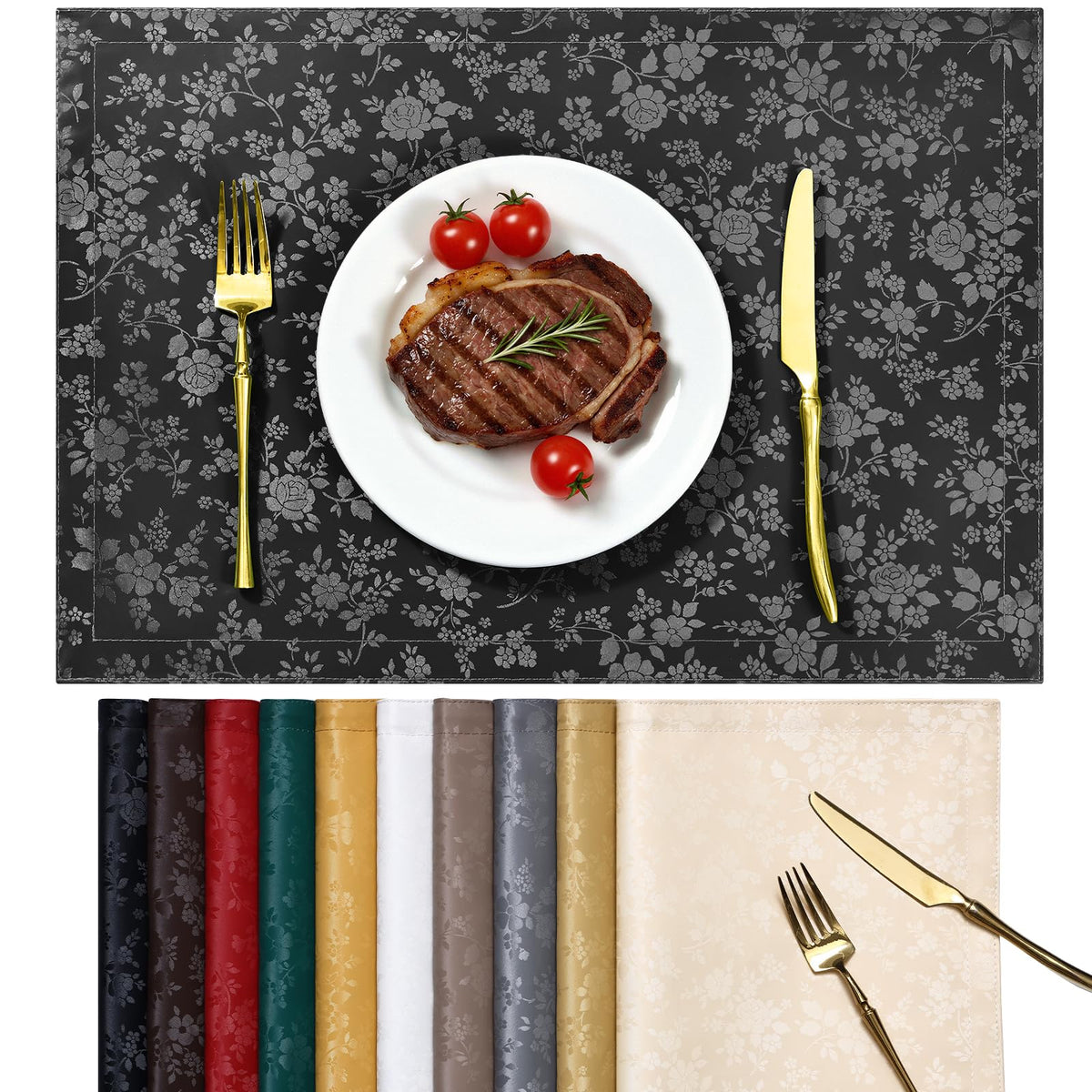 Smiry Rectangle Place Mats, Waterproof Heavy Duty Vinyl Placemats 6 Pack