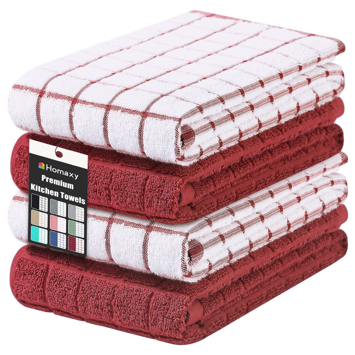 Homaxy Premium Cotton Kitchen Dish Cloths 12"x 12", 6 Pack, Tan
