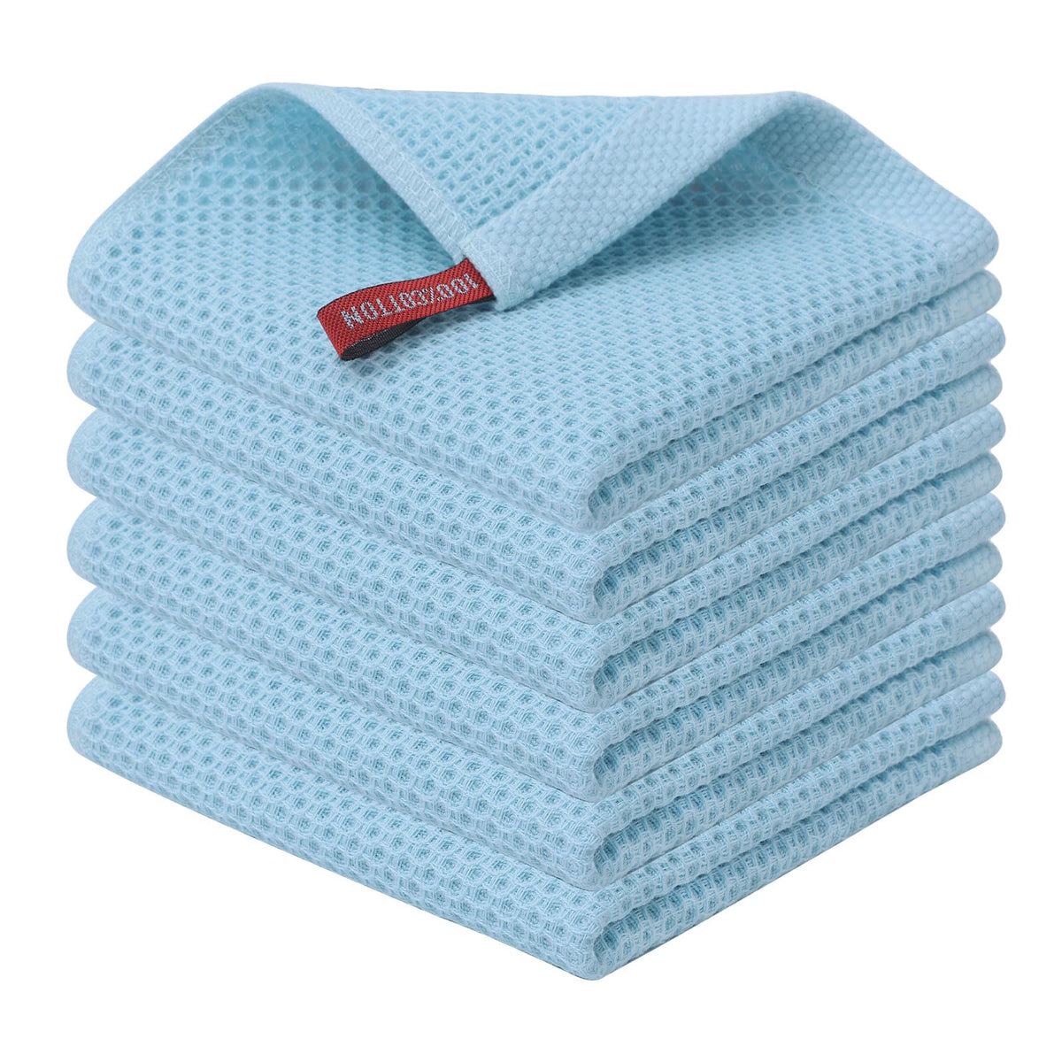 Kitinjoy 100% Cotton Waffle 6-Pack Kitchen Towels, 12" x 12", Dark Grey