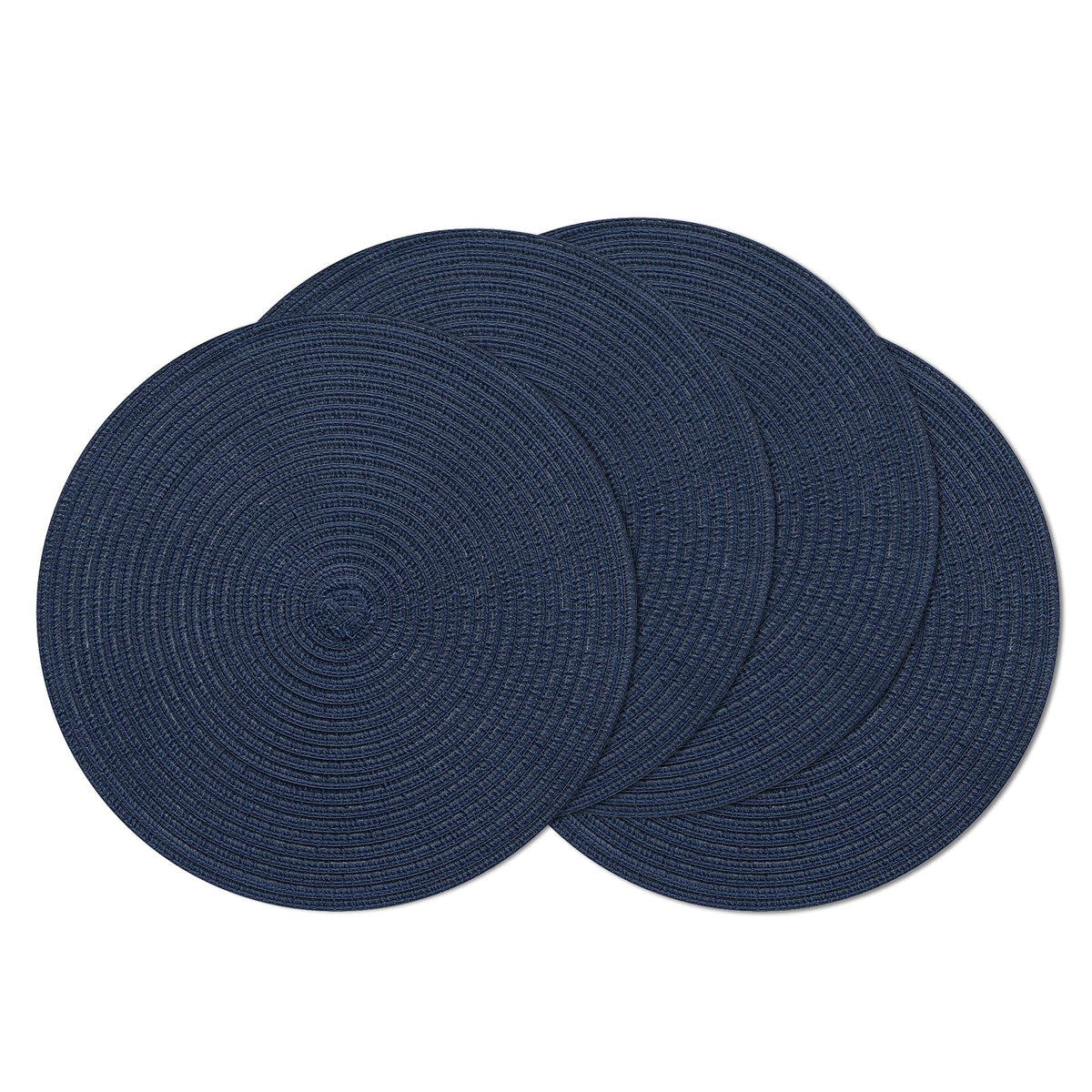 SHACOS Round Braided Placemats Set of 8 Cotton Fabric Round Table Mats Non Slip Washable 15 inch Round Place Mats Home Party Table Decor (Beige, 8)
