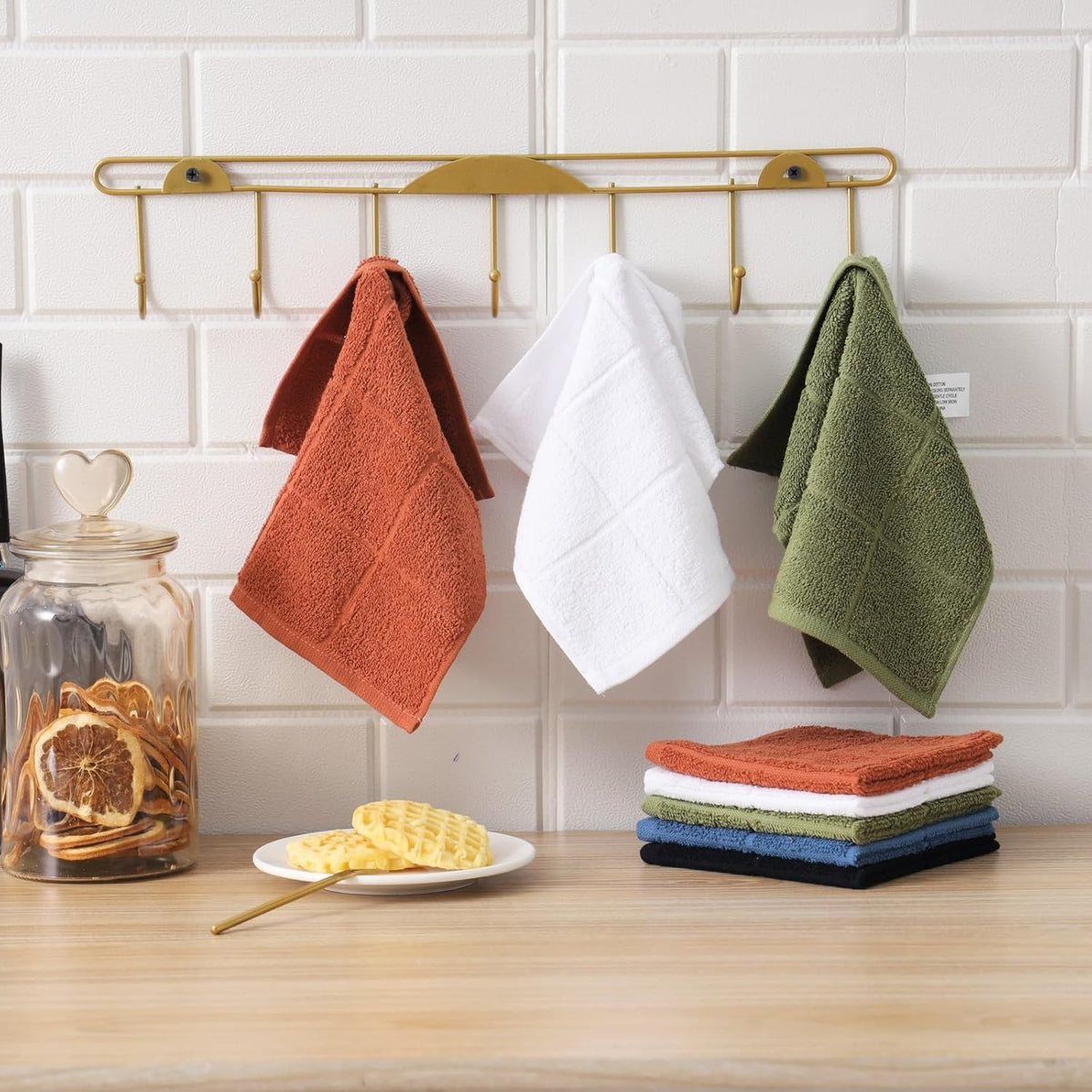 Glynniss Dishcloths Kitchen Highly Absorbent Dish Rags 100% Cotton Dish Cloths for Washing Dishes, Cleaning (11 x 11 Inches, 24 pcs, White)