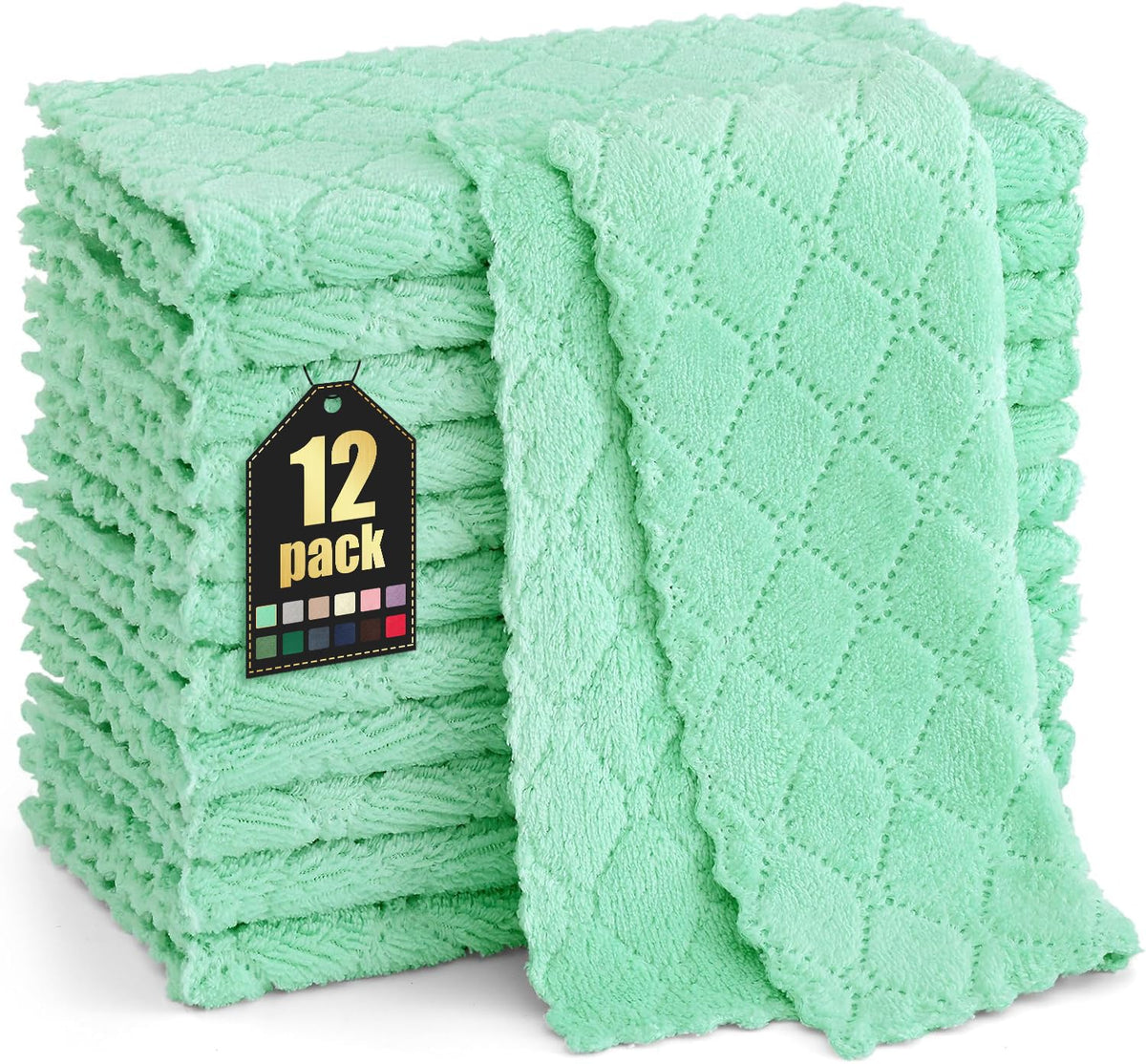 Homaxy 12 Pack Super Soft & Absorbent Dish Cloths, 10" x 10", Grey
